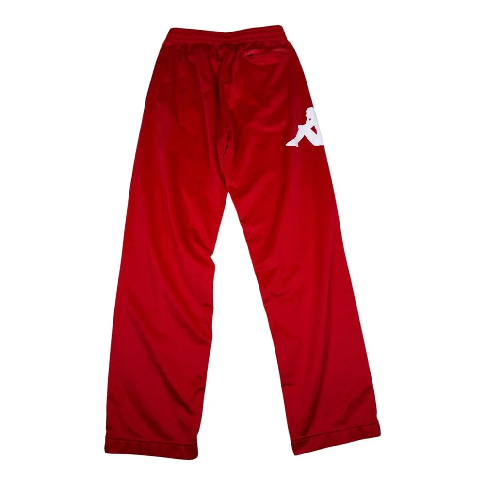 Kappa Mens Red Track Pants Large Omini Logo Straight Leg Athletic Sweatpants L - Picture 4 of 4